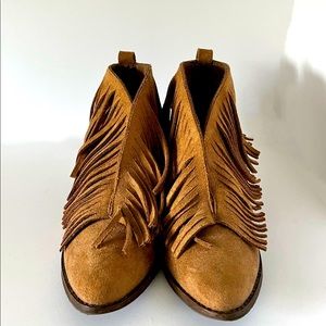 Suede, fringe, open top booties FESTIVAL WEAR!